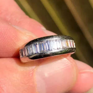 Striking Vintage Natural 1.1ct Diamond Signet Band Wedding Ring 18ct Gold