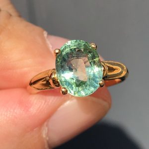 Striking Vintage Natural 3ct Paraiba Tourmaline Solitaire Statement Ring 18ct Yellow Gold
