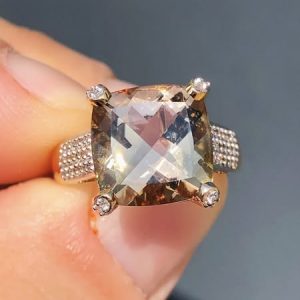 Striking Gems Lorique Large mystery Stone & Diamond statement ring 18ct Gold – size N