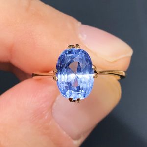 Stunning Antique Natural Ceylon Sapphire Solitare Ring 18ct Gold