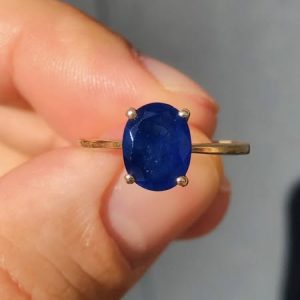 Stunning Natural 1ct Blue Spinel Solitaire Ring 9ct Gold – size P & half