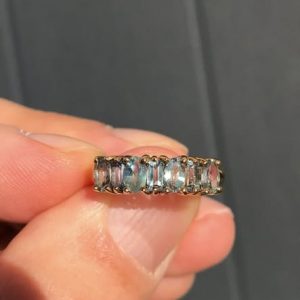 Beautiful old Gems natural 1.3ct Indian Alexandrite cluster ring 9ct yellow gold – size N