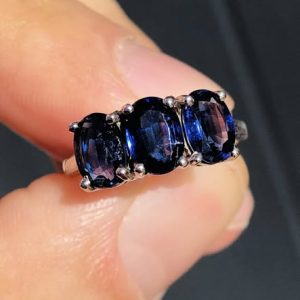 Striking Gems Natural 3ct Kyanite Trilogy Ring 9ct White Gold – size K