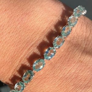 Amazing old Gems natural 13ct!! Old Paraiba Tourmaline tennis bracelet 18ct Gold – size 19cm long