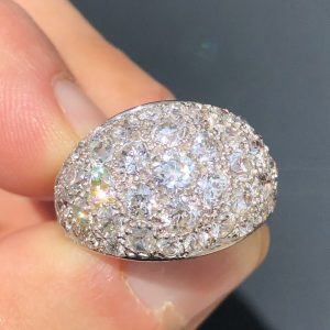 incredible Antique Natural 5ct Old Cut Diamond Platinum Statement Bomb Ring