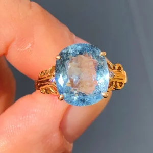 Stunning Vintage Natural 5.75ct Paraiba Tourmaline & Diamond Ring 18ct Gold