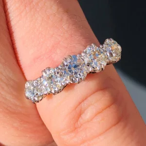 Amazing Antique Edwardian Natural 2ct Old Cut Diamond Platinum Five Stone Ring