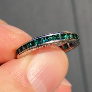 Stunning Antique Art Deco Natural Chrome Tourmaline Eternity Band ring 9ct Gold