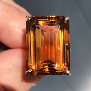 Striking Art Deco Natural 23ct Mandarin Citrine Statement ring 9ct Gold