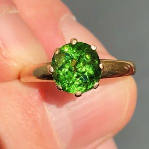Incredible Antique Victorian Natural 2.5ct Demantoid Garnet Statement Ring 18ct Yellow Gold