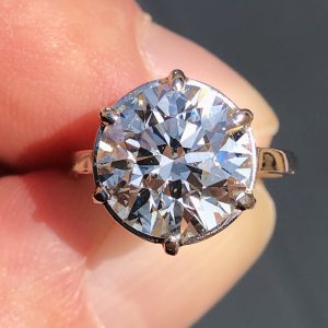 Striking Natural 4.5ct Old cut Diamond solitaire ring 18ct White Gold