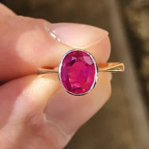 Stunning Antique Edwardian Natural 1.5ct Burma Ruby Statement Ring 18ct Gold