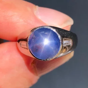 Antique Art Deco Cartier Natural 7ct Ceylon Star Sapphire & Diamond Platinum Signet Ring