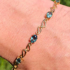 Stunning Vintage Natural 4.6ct Russian Alexandrite Statement Tennis Bracelet 18ct Yellow Gold
