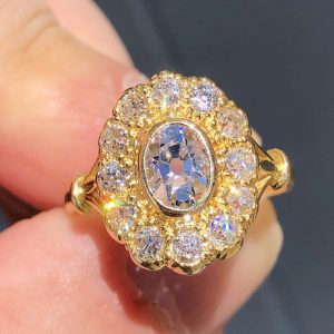 Striking Vintage Natural 2ct Old Cut Diamond Statement Cluster Ring 18ct