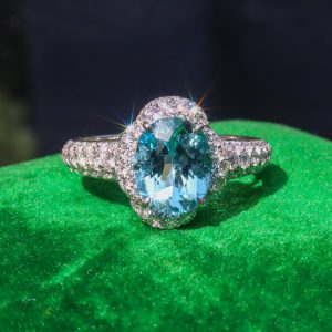 Kat florence 2.33ct Brazilian Paraiba Tourmaline & Diamond Ring 18ct Gold