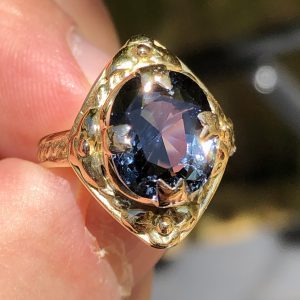 Striking Antique Art Deco natural 5.1ct Blue Spinel Statement Ring 14ct Gold