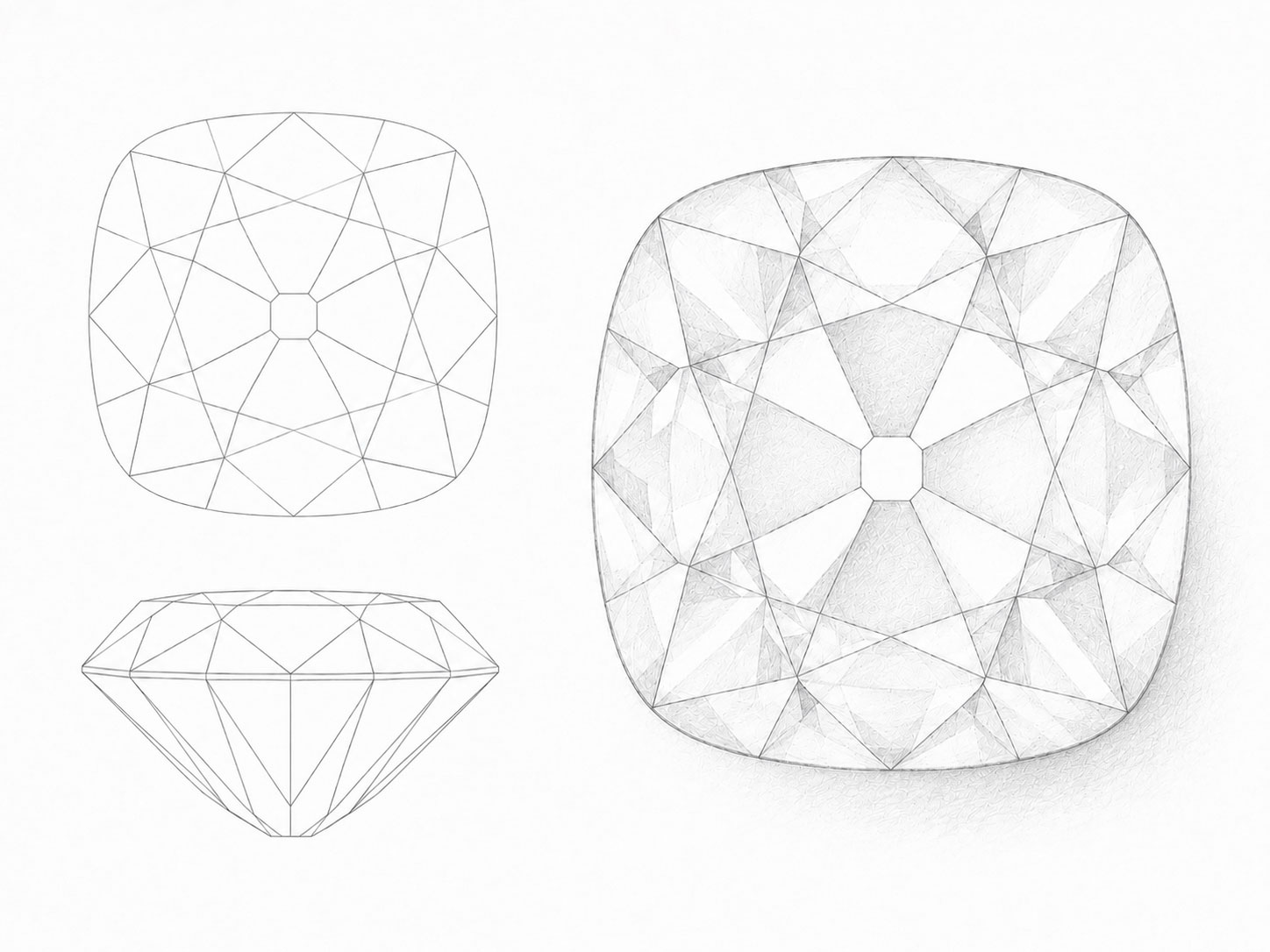 Old mine cut diamond illustration