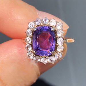 Stunning Antique Art Deco natural 4.3ct Purple & White Sapphire Ring 9ct Gold