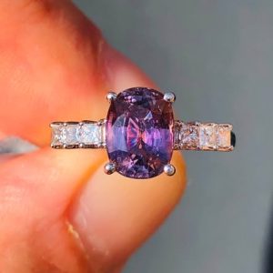 One of a kind – Gems Natural 2.5ct!! Pink Tanzanite & Diamond Platinum Statement Ring – size P